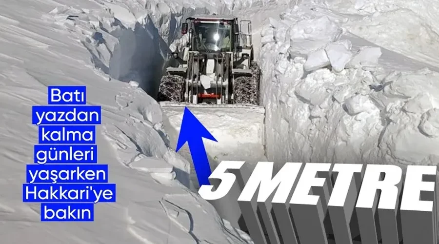 Hakkari’nin Yüksekova ilçesinde yol açma sırasında 5 metrelik kar tüneli oluştu